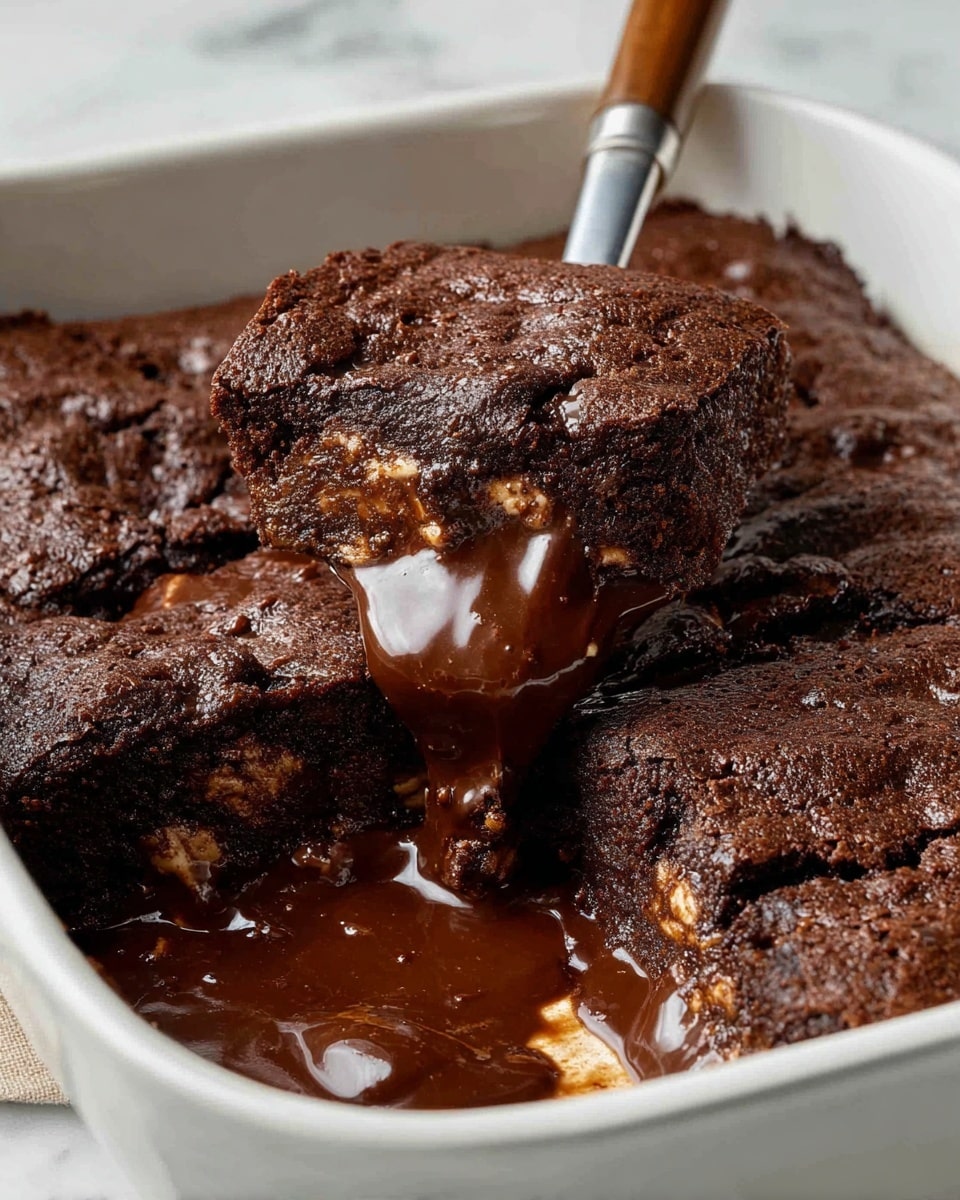 A white bowl contains a rich chocolate dessert with a thick, moist texture, layered with a shiny, melted chocolate sauce that pools around the sides. On top, a large scoop of smooth, creamy white vanilla ice cream partially melts into the warm chocolate, creating swirls of light and dark brown colors. A silver spoon is placed inside the bowl, slightly submerged in the dessert, showing the soft, gooey interior. The bowl sits on a white marbled surface with a textured white cloth nearby. Photo taken with an iphone --ar 4:5 --v 7