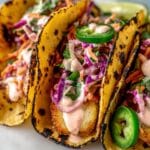 Cod Fish Tacos with Lime, Cilantro, and Spicy Slaw Recipe