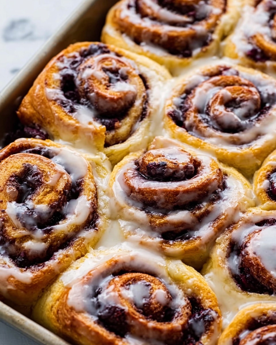 The image shows a close-up view of a tray filled with multiple cinnamon rolls baked to a golden brown. Each roll has several visible layers of dough and dark brown cinnamon filling, spiraled from the center to the edges. The rolls are covered with a white glaze that drips slightly between the swirls, giving a shiny texture. The tray is on a white marbled surface, and the cinnamon rolls look soft and fluffy with some spots of deep brown where the cinnamon is baked in. photo taken with an iphone --ar 4:5 --v 7