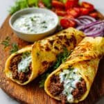Greek Beef Wraps with Creamy Feta Dill Sauce Recipe