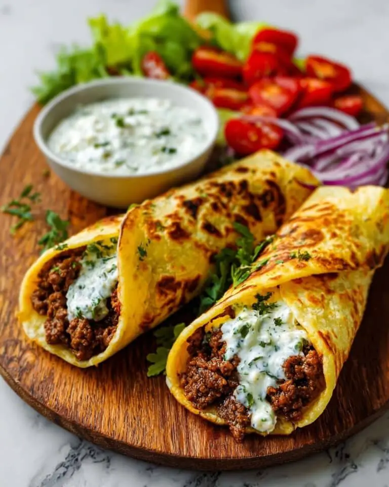 Greek Beef Wraps with Creamy Feta Dill Sauce Recipe