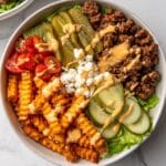 Loaded Burger Bowls with Butternut Squash Zig Zags and Homemade Burger Sauce Recipe
