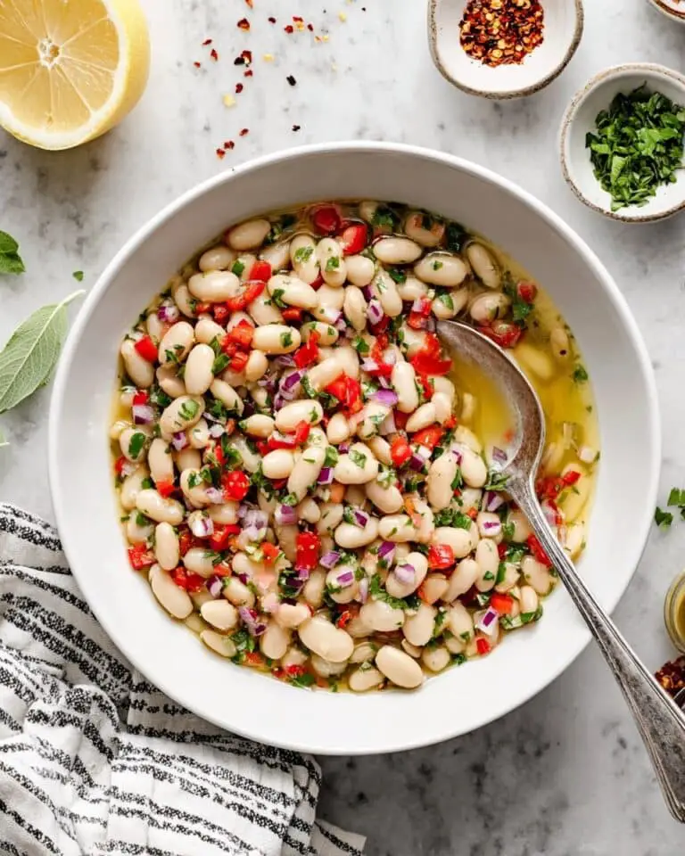 Marinated White Beans with Fresh Herbs and Roasted Red Peppers Recipe