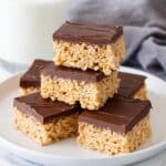 Peanut Butter Rice Krispie Treats with Melted Chocolate Recipe