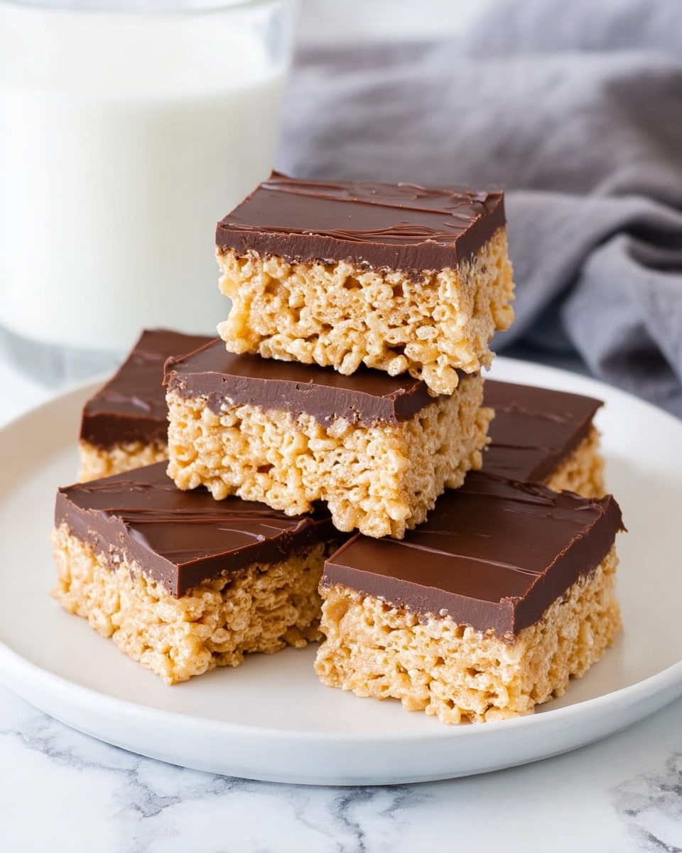 Peanut Butter Rice Krispie Treats with Melted Chocolate Recipe