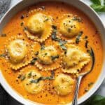 Easy Creamy Tuscan Ravioli Soup Recipe
