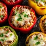 Stuffed Bell Peppers with Ground Beef, Rice, and Cheese Recipe