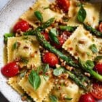 Sun-Kissed Ravioli with Tomato, Asparagus, and Herbs Recipe