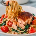 Healthy & Creamy Tuscan Salmon Pasta Recipe