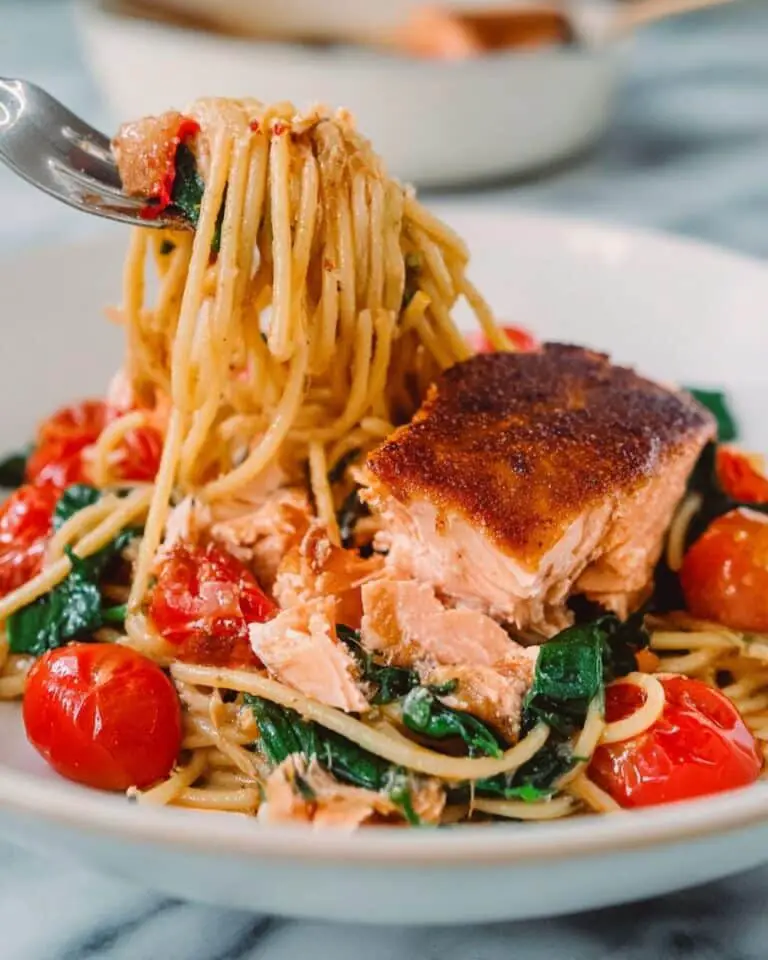 Healthy & Creamy Tuscan Salmon Pasta Recipe
