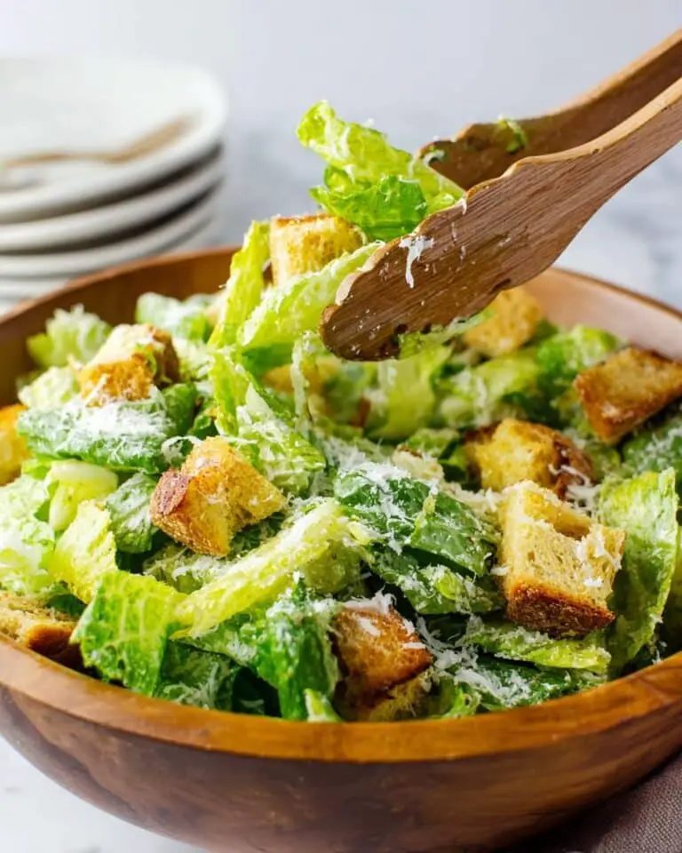 Classic Caesar Salad with Homemade Croutons and Dressing Recipe