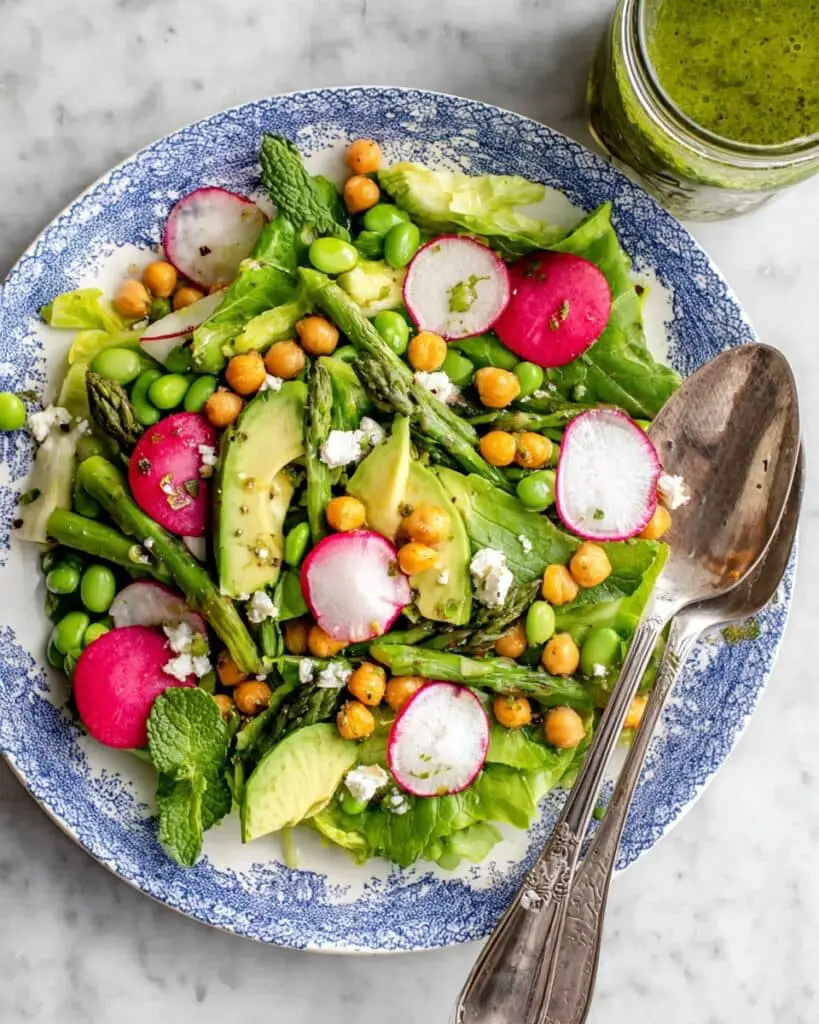 Bright Spring Salad with Asparagus, Peas, Feta, and Fresh Herb Vinaigrette Recipe