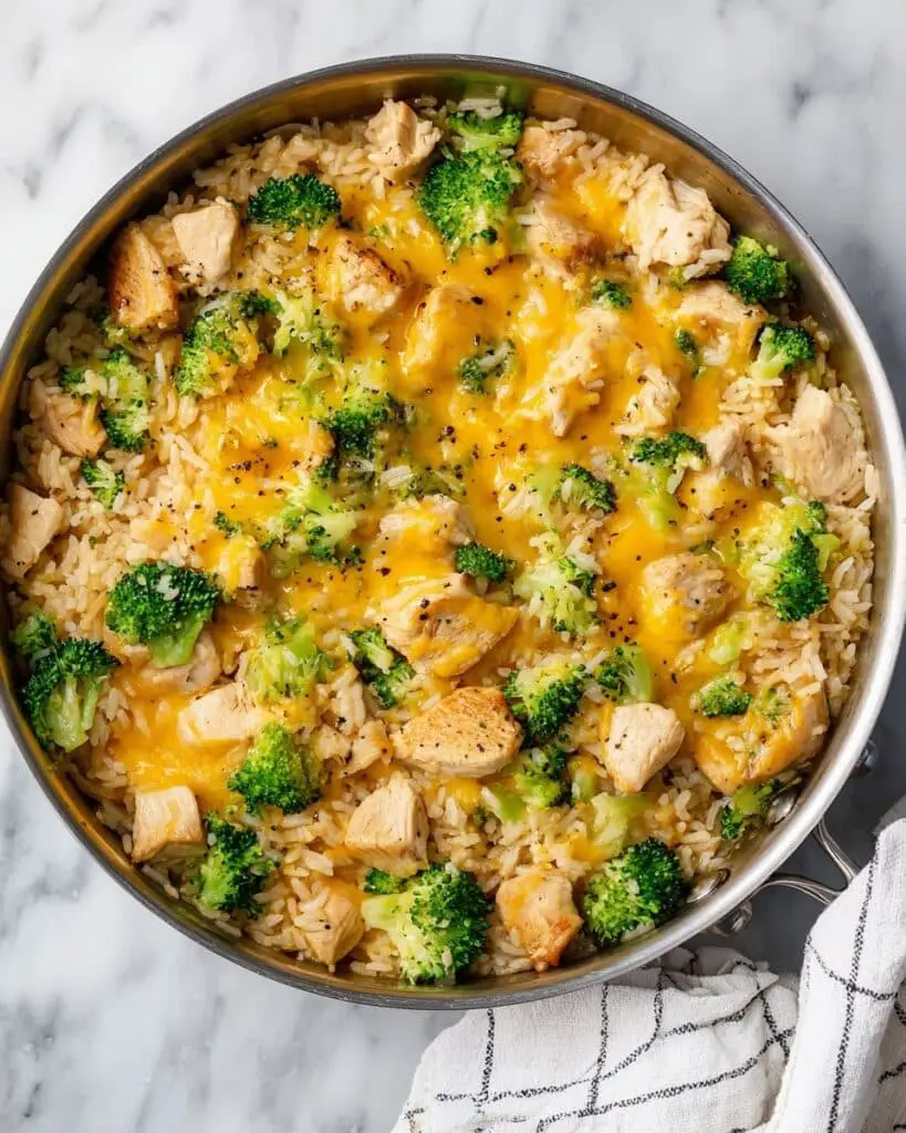 One Pot Chicken Broccoli and Cheddar Rice Recipe