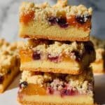 Peach Blueberry Crumble Cake with Custard Sauce Recipe