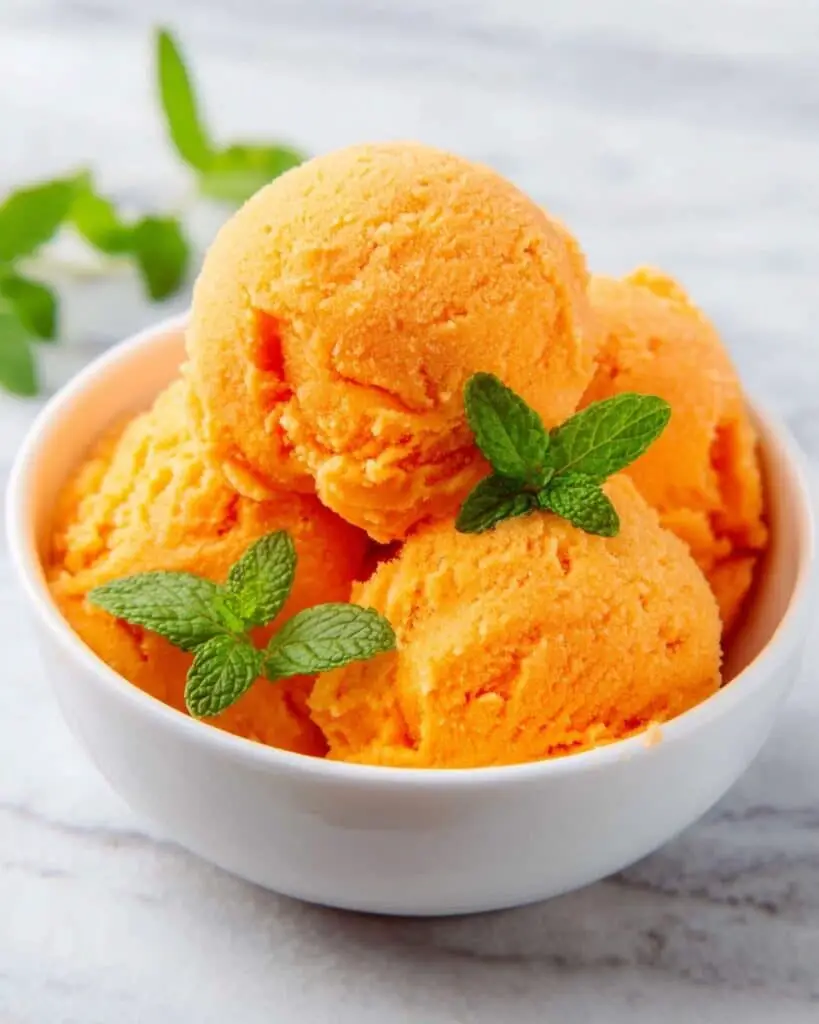 No Churn Creamy Peach Sorbet Recipe