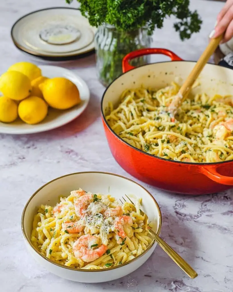Pasta Limone with Garlic Lemon Shrimp Recipe