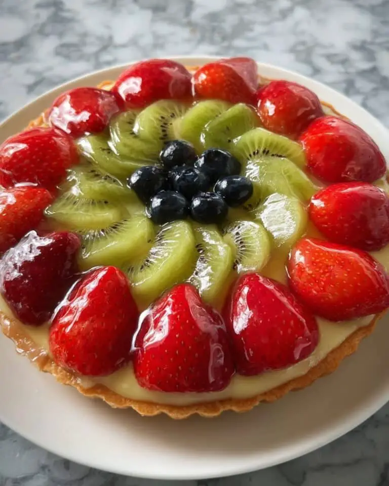 Fresh Fruit Flan with Cream Cheese Filling and Fruit Topping Recipe