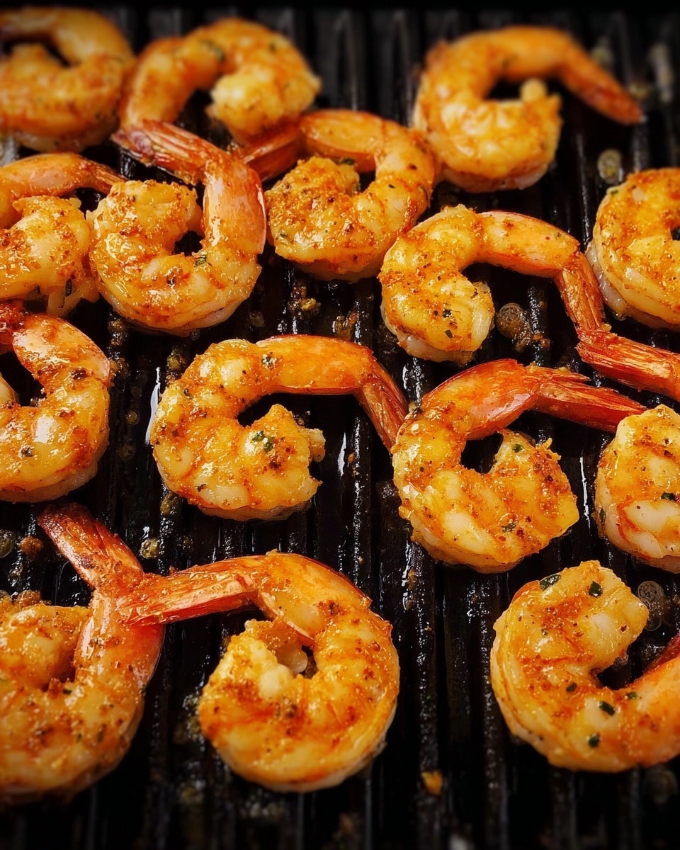 Many orange cooked shrimp are spread evenly on a black grill with visible grill lines. The shrimp show some light seasoning with a slightly browned texture. Each shrimp is curled, showing a mix of smooth and slightly bumpy surfaces. The background is the black grill surface with shiny spots from cooking oil or juices. photo taken with an iphone --ar 4:5 --v 7