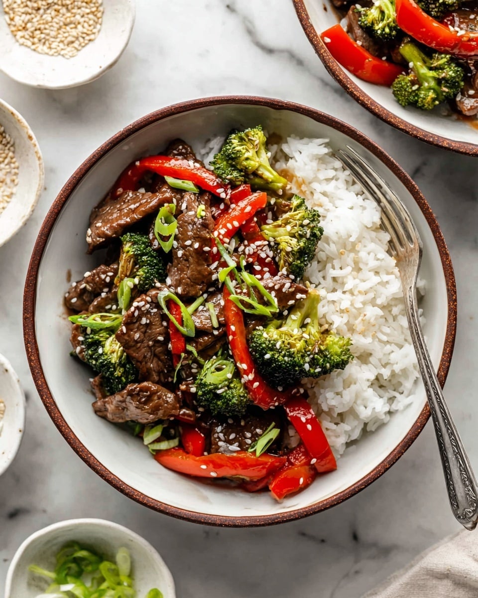 Steak Stir Fry with Broccoli, Bell Pepper, and Carrots Recipe