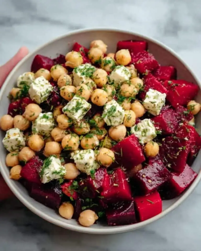 Chickpea, Beet & Feta Salad with Lemon-Garlic Vinaigrette Recipe