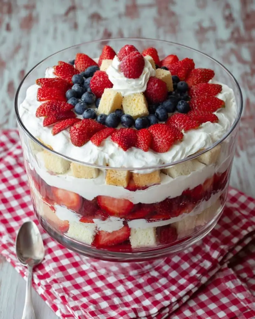 Red, White, and Blue Cheesecake Trifle Recipe