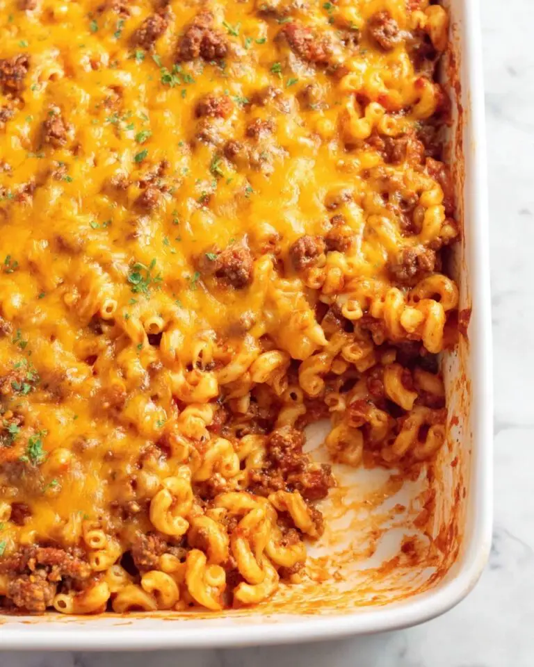 Creamy Cheddar Beef Macaroni Casserole Recipe