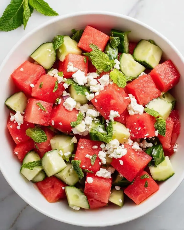 Refreshing Watermelon Cucumber Salad with Feta and Mint Recipe