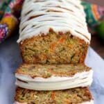 Carrot Apple Zucchini Bread with Cream Cheese Glaze Recipe