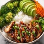 Sticky Chicken Rice Bowls with Spicy Mayo and Sesame Seeds Recipe