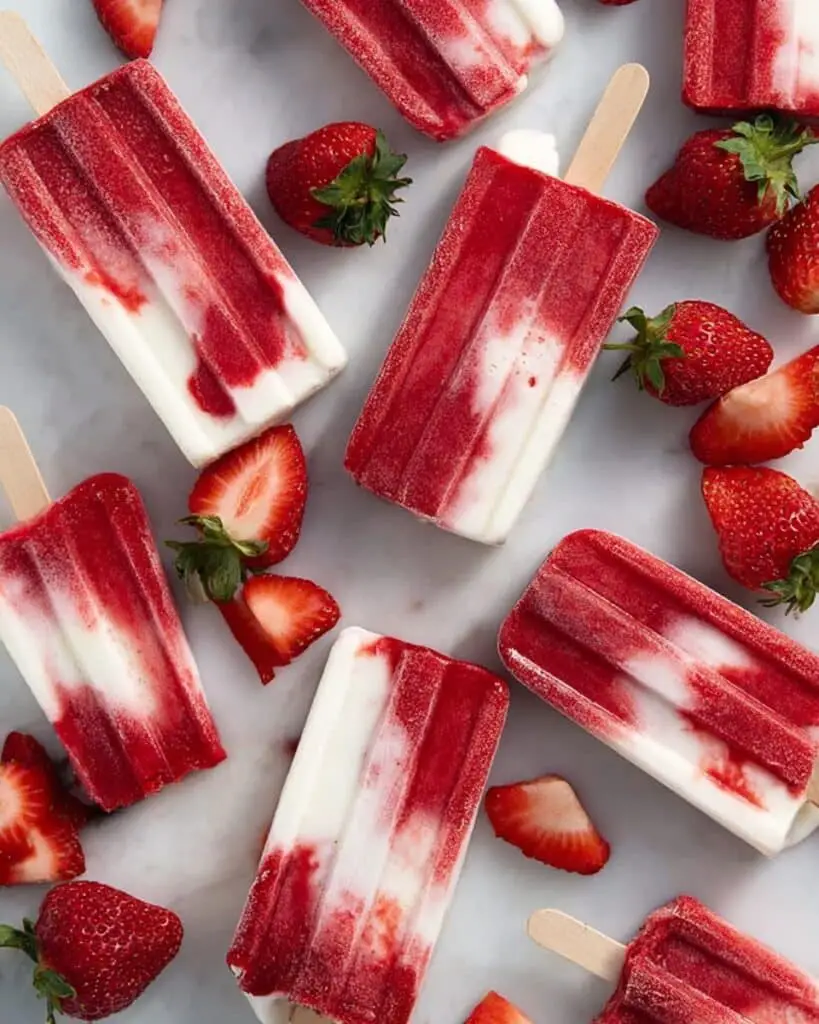 Roasted Strawberries and Cream Popsicles Recipe