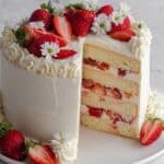 Strawberry Vanilla Cake with Fresh Strawberry Filling and Cream Cheese Frosting Recipe
