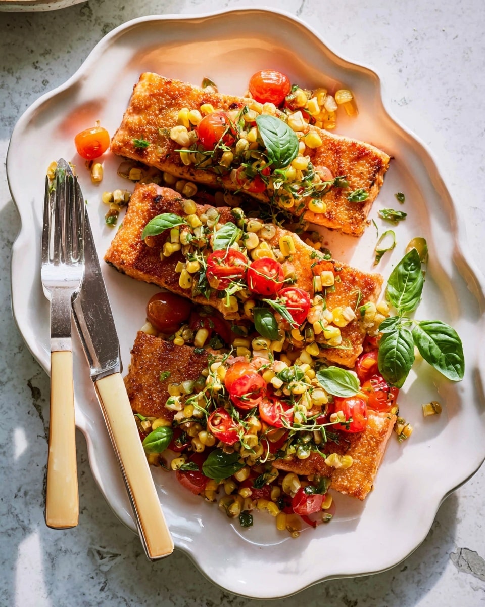 Crispy Salmon with Summer Succotash Recipe