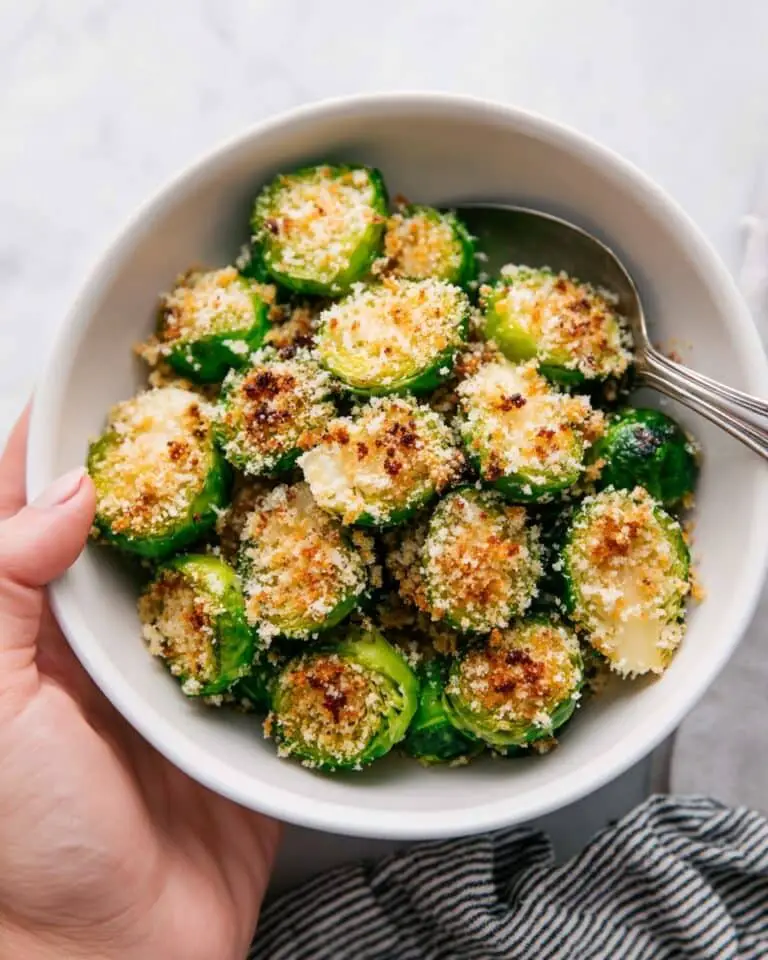 Cheesy Roasted Brussels Sprouts with Panko Breadcrumbs Recipe
