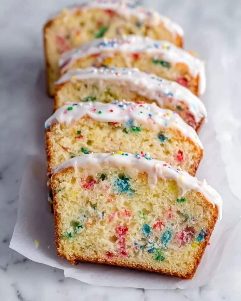 Funfetti Pound Cake with Rainbow Sprinkles and Vanilla Glaze Recipe