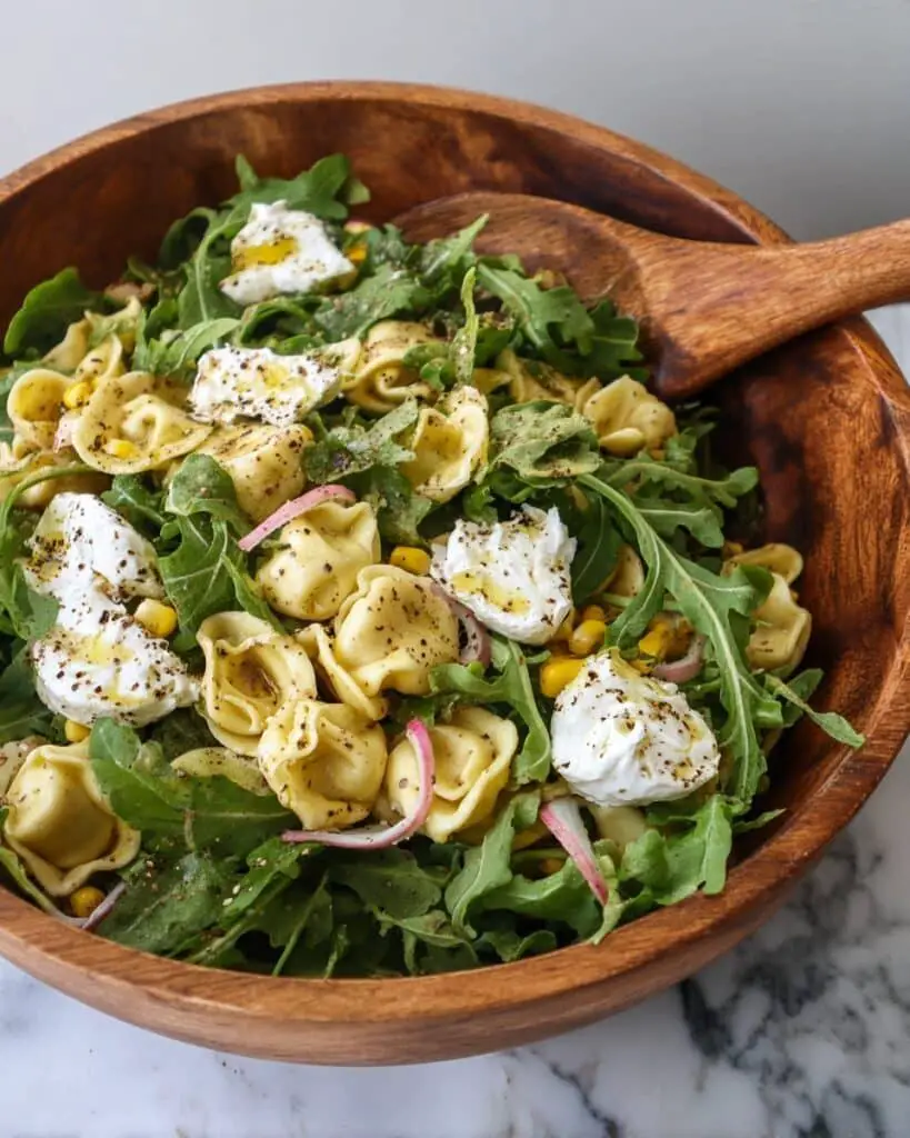 Summer Tortellini Salad with Burrata and Roasted Corn Recipe
