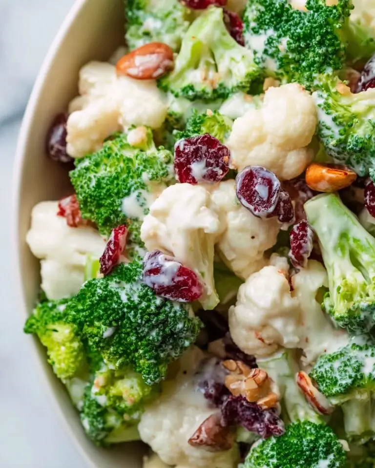 Broccoli Cauliflower Salad with Cranberries and Toasted Nuts Recipe