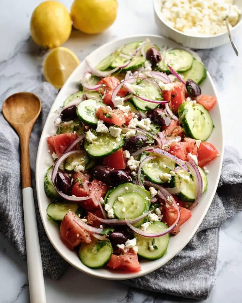 Greek Cucumber Salad with Feta and Lemon Vinaigrette Recipe