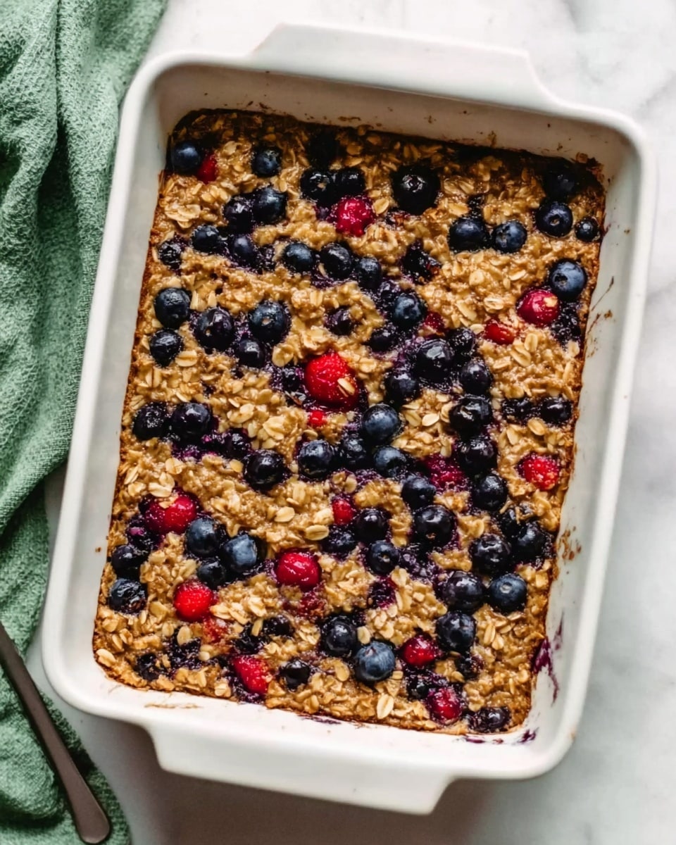 One Bowl Baked Oatmeal with Mixed Berries and Nuts Recipe