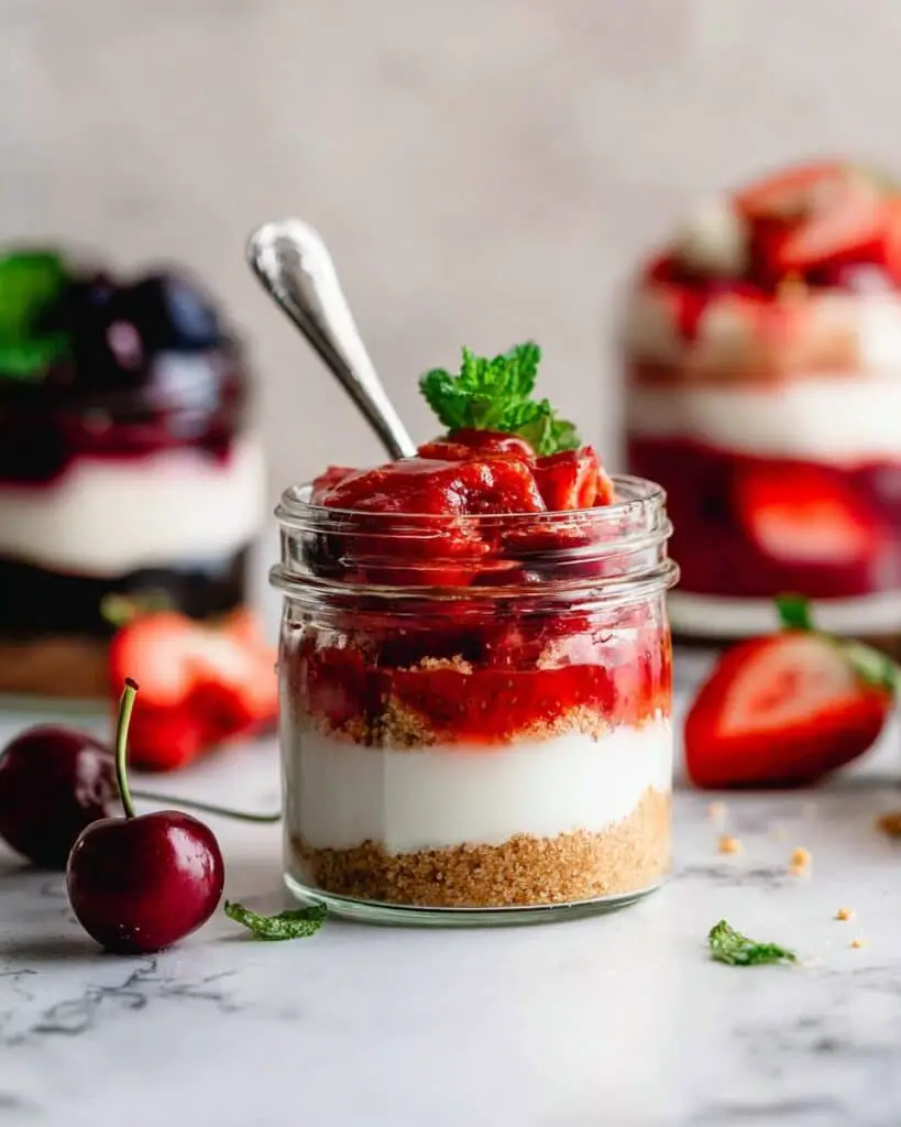 Mini Cheesecakes in Jars with Toppings Recipe