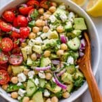 Chickpea Salad with Cherry Tomatoes, Cucumber, Avocado, and Feta Recipe