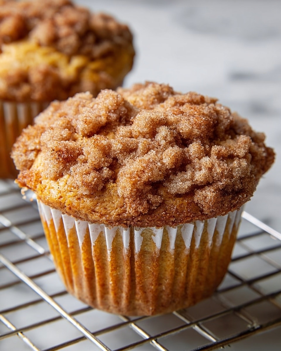 The image shows two crumbly brown muffins on a small white plate, one muffin is whole and the other is split in half showing its soft, slightly grainy inside. The muffin paper around the halves is marked with moist brown crumbs. Nearby, a larger white round tray holds more muffins with a rough textured top sprinkled with sugar. A small white dish with brown cinnamon powder and a silver spoon is placed next to the muffins. To the right, a white cup filled with dark black coffee sits on the white marbled surface. The scene is softly lit, showing the warm tones of the muffins and the clean white tableware photo taken with an iphone --ar 4:5 --v 7