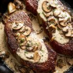 Pan Seared Garlic Butter Steak & Mushroom Cream Sauce Recipe