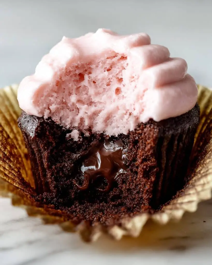Nutella Stuffed Chocolate Raspberry Cupcakes Recipe