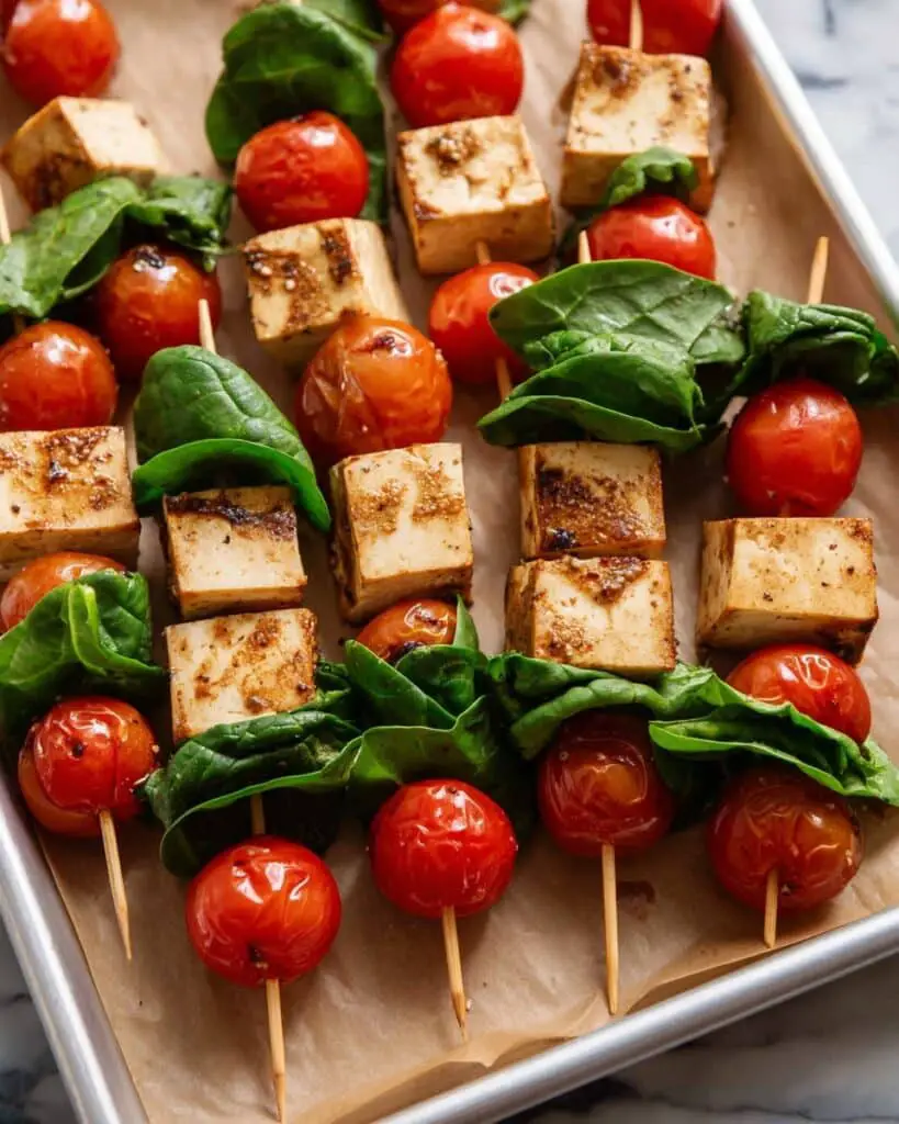 Marinated Mozzarella Tomato Basil Skewers Recipe