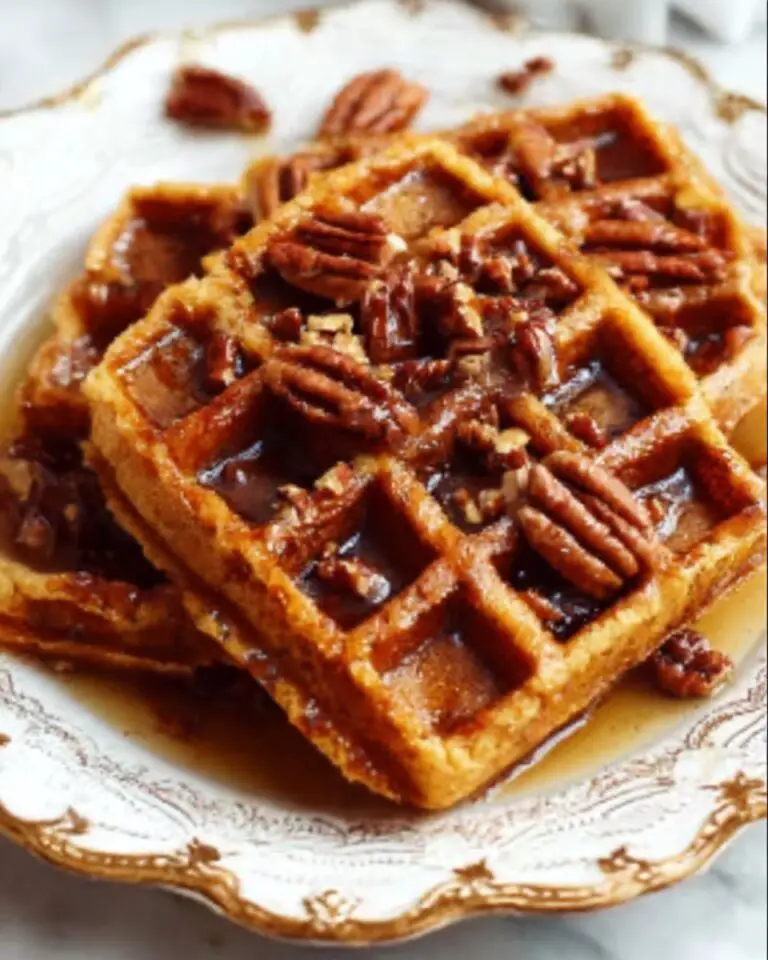 Pumpkin Waffles with Maple Pecan Topping Recipe