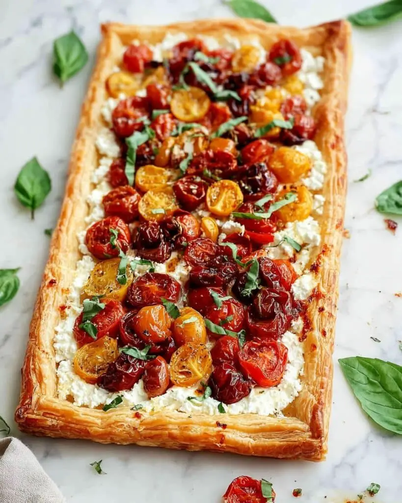 Roasted Cherry Tomato Tart with Boursin and Basil Recipe