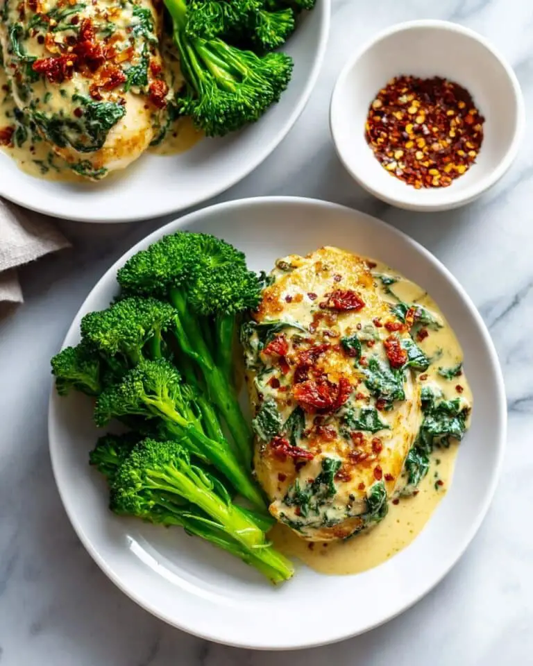 Creamy Basil Chicken Skillet with Sun-Dried Tomatoes and Broccoli Recipe