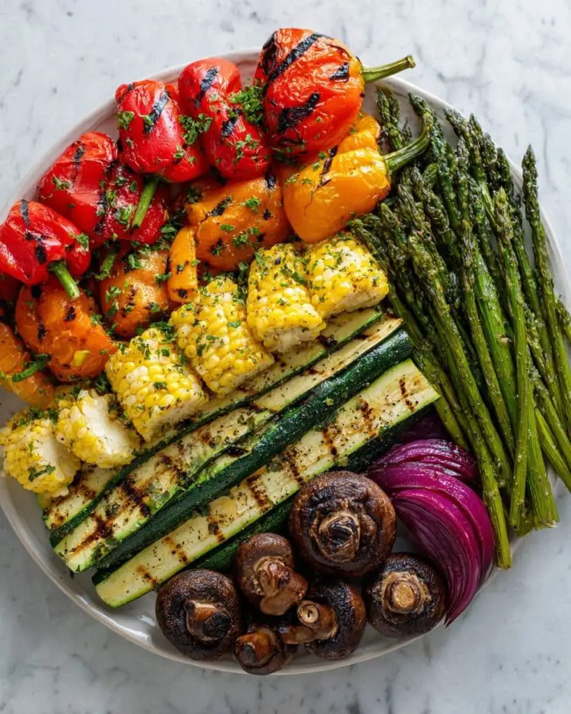 Grilled Vegetables with Herby Olive Oil and Parmesan Recipe