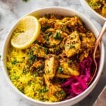 Slow Cooker Chicken Shawarma with Lemon Tahini Sauce Recipe