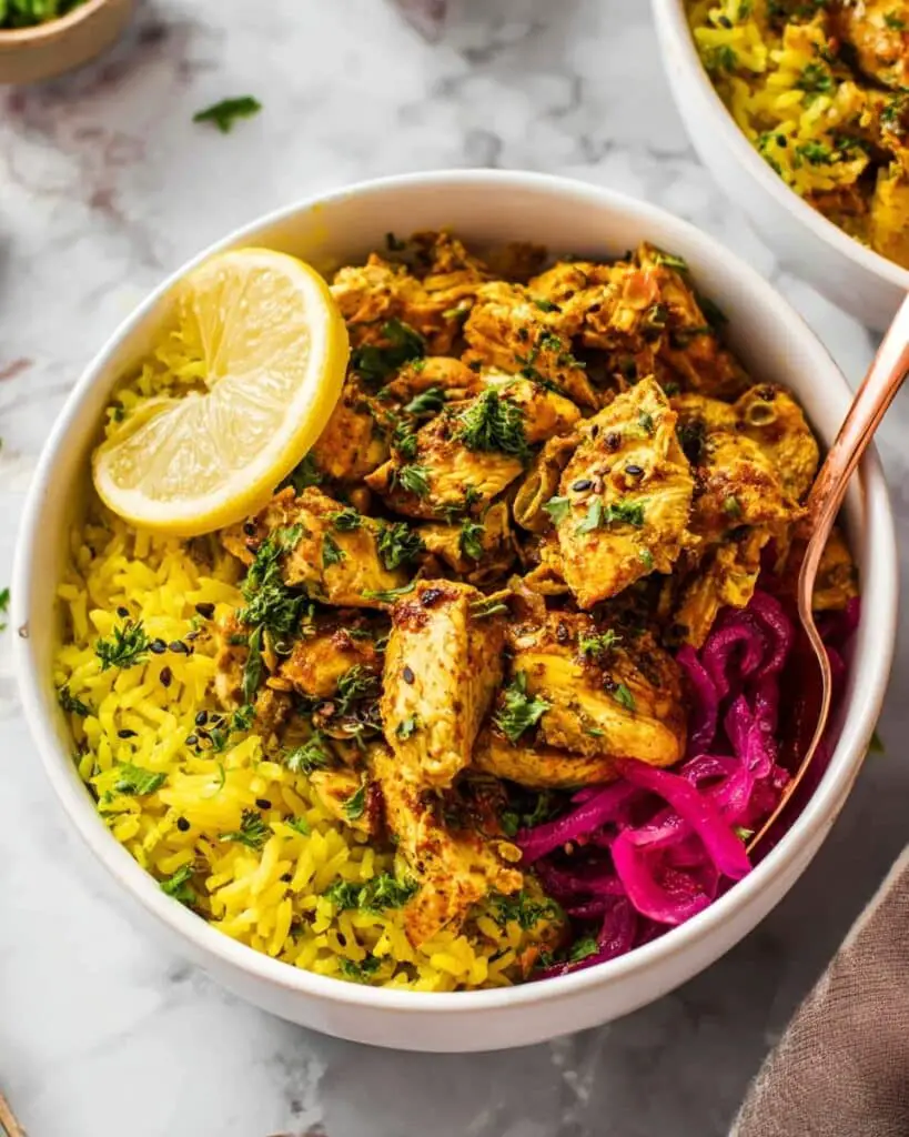 Slow Cooker Chicken Shawarma with Lemon Tahini Sauce Recipe